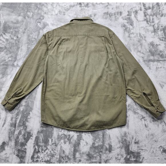 Wrangler Shirt Mens M Green Cotton Long Sleeve Button Front Workwear Outdoors - Picture 3 of 11
